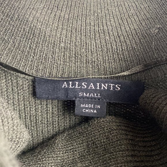 ALL SAINTS Ridley Dress Wool Cashmere Turtleneck - Dark Olive Green - Size Small - Picture 5 of 13